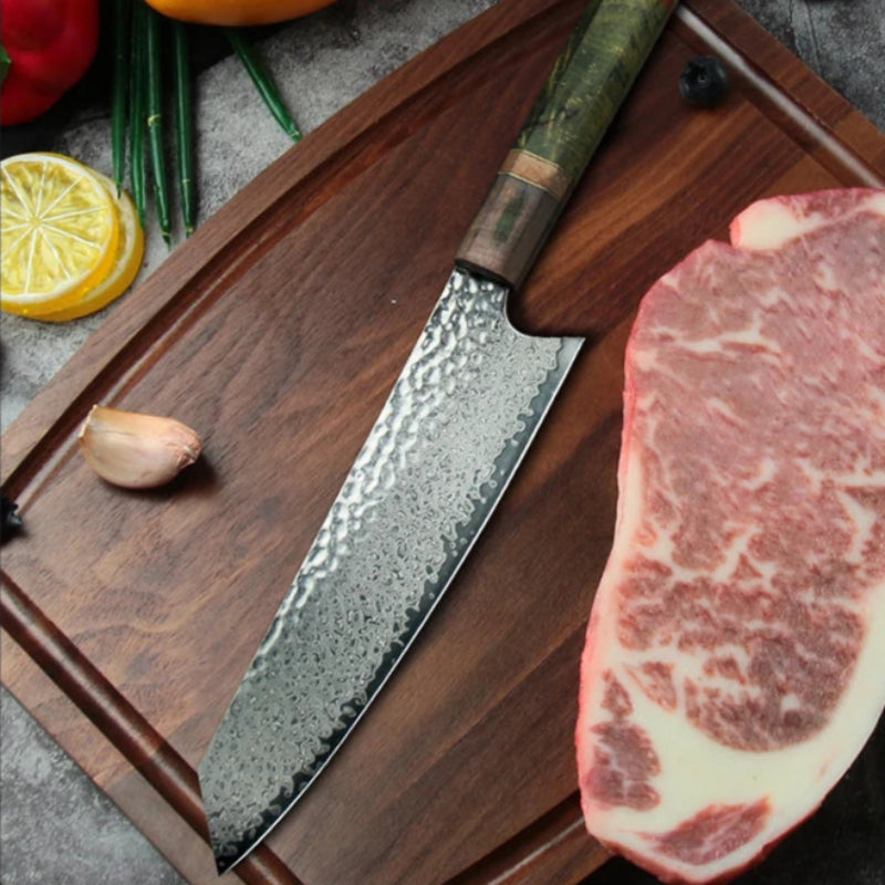 Véritable Couteau Damas Présentation viande